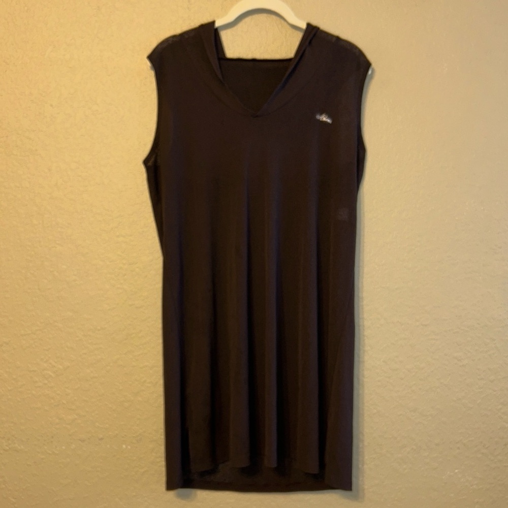 Athena Brown Knee-Length Hooded Swimsuit Cover Up Size Large